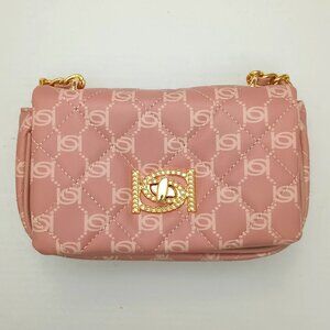 Bebe Women's Liv Monogram Crossbody Bag Small - Blush/ Powder Pink Logo NWT